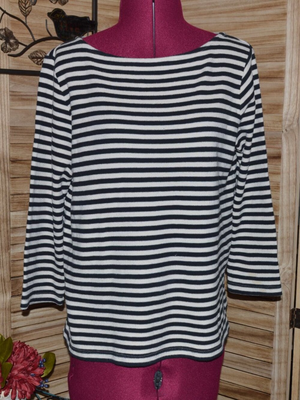J. Jill S Black/White Striped Pullover Top